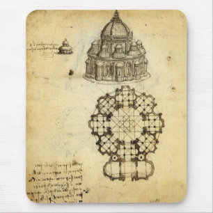 Architektur-Kathedralenstudie von Leonardo da Vinc Mousepad