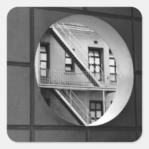 Architektur-Kreis u. Linien Schwarzweiss-Foto Quadratischer Aufkleber