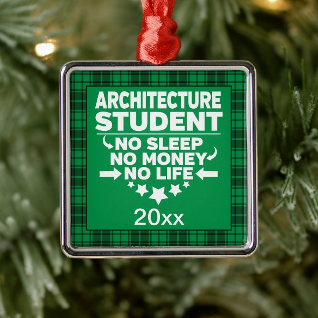 Architektur Uni Schüler Green Kariert Xmas Ornament Aus Metall (Baum)