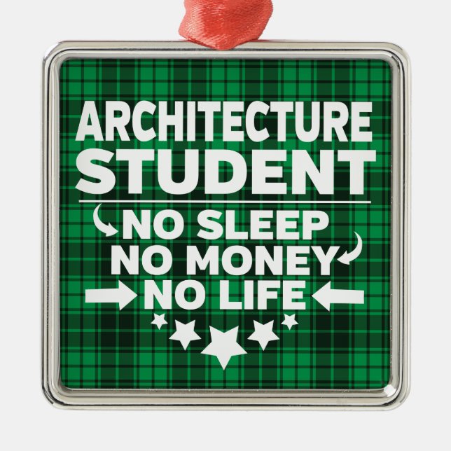Architektur Uni Schüler Green Kariert Xmas Ornament Aus Metall (Vorne)