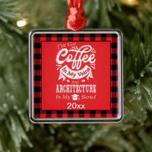 Architektur Uni Schüler Rot Karierten Xmas Ornament Aus Metall