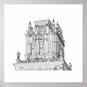 Architektur von Belarus Minsk City Gates Sketch Poster