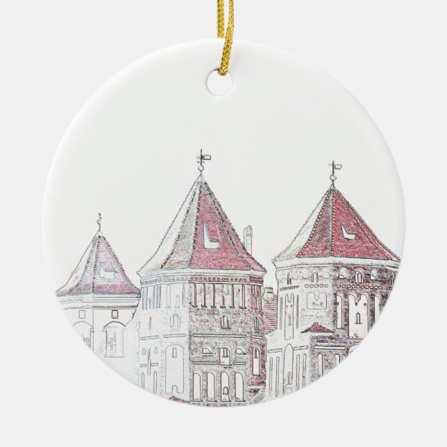 Architektur von Belarus Mir Keramik Ornament (Vorne)