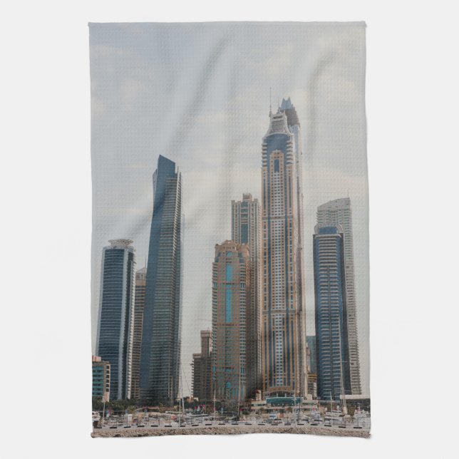 Architektur von Dubai Marina Geschirrtuch (Vertikal)