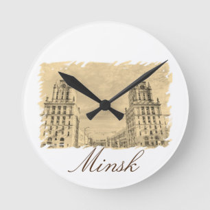 Architektur-Wanduhr Weißrusslands Minsk Runde Wanduhr