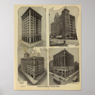 Architekturdichte in Portland, Oregon Poster