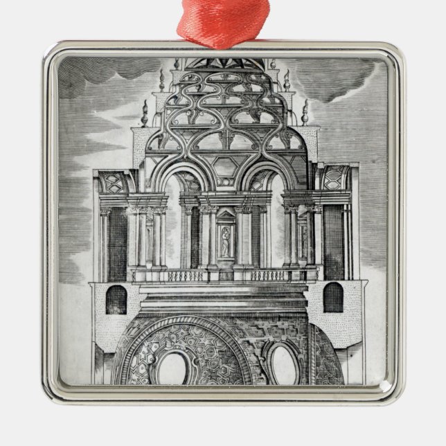 Architekturillustration Silbernes Ornament (Vorne)
