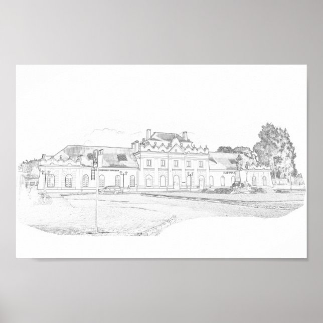 Architekturstation Weißrussland Porechye Parecca Poster (Vorne)