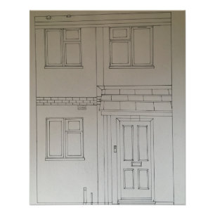 Architekturstil Haus Zeichnend Poster