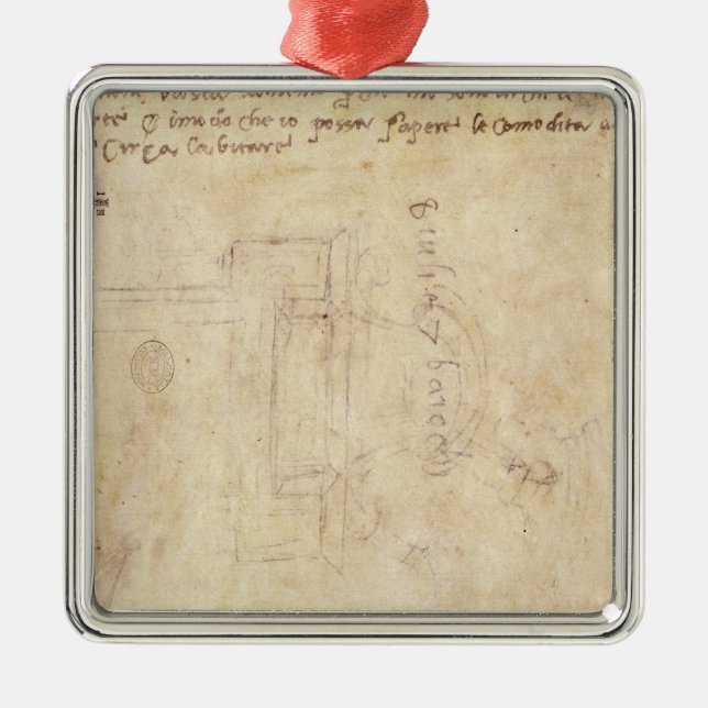 Architekturstudie mit Anmerkungen Silbernes Ornament (Vorne)
