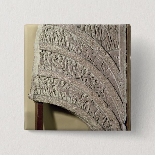 Architrave von einem Zugang, roter Sandstein, Button (Vorderseite)