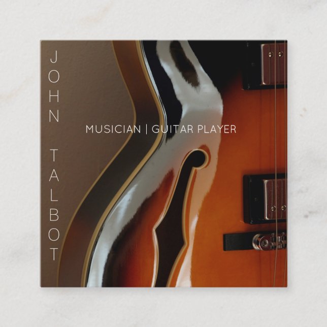 Archtop Guitplayer Custom Square Business Card Quadratische Visitenkarte (Vorderseite)