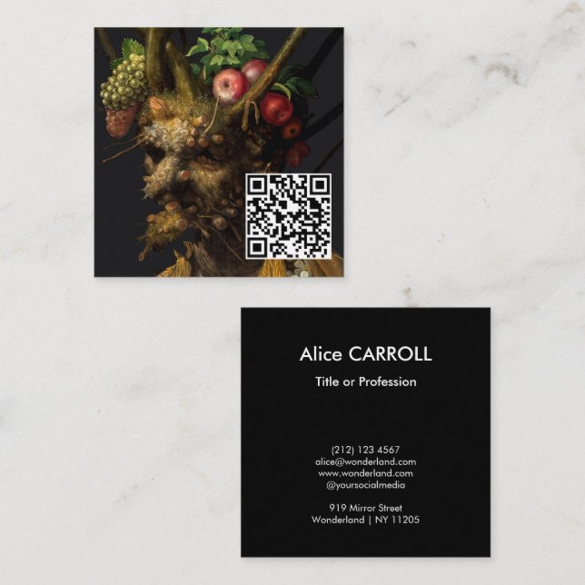 Arcimboldo - Vier Jahreszeiten in einem Kopf - QR- Quadratische Visitenkarte (Vorne/Hinten)
