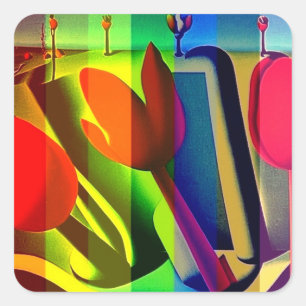 Arcobaleno 128 quadratischer aufkleber