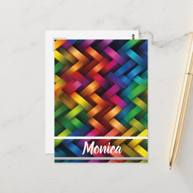 Arcoíris de Geometría Vibrante Postkarte (Vorderseite/Rückseite Beispiel)