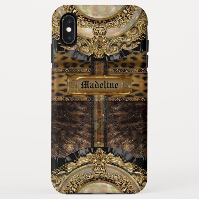 Arcos Leopard Chic Monogram Tough Case-Mate iPhone Hülle (Rückseite)