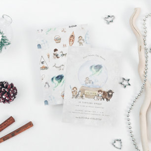 Arctic Adventure Snow Globe Geburtstag Einladung