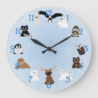 Arctic Alaska Animals Large Clock Große Wanduhr