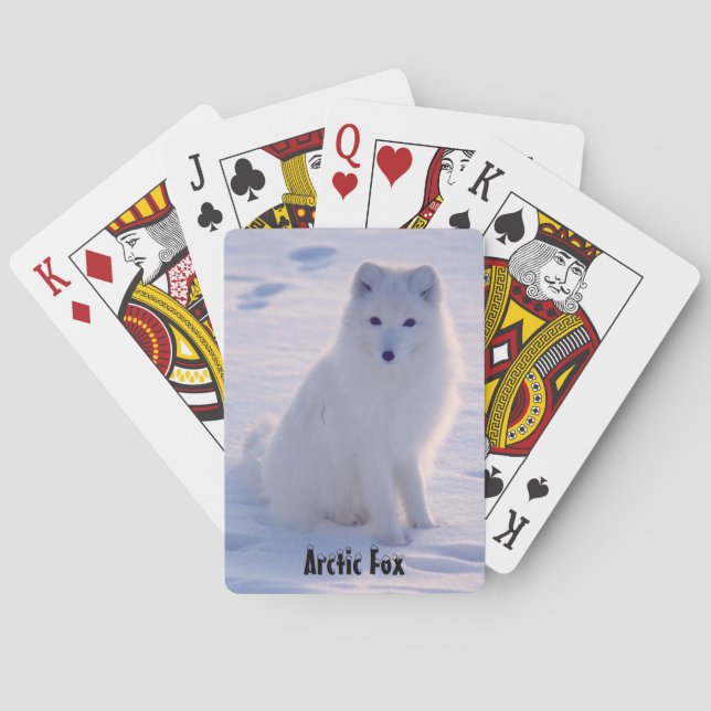 Arctic Alaskan White Fox Winter Pose Spielkarten (Rückseite)