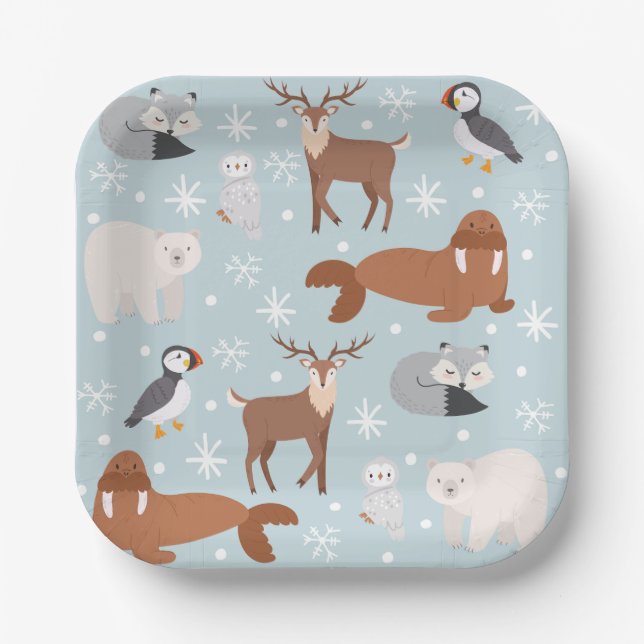 Arctic Animal Party Napkins Pappteller (Vorderseite)