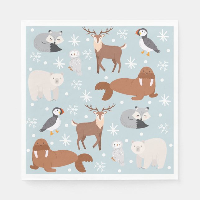Arctic Animal Party Napkins Serviette (Vorderseite)