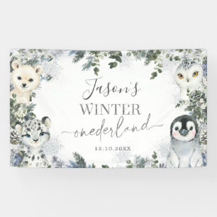 Arctic Animal Winter Onederland 1. Geburtstag Groß Banner