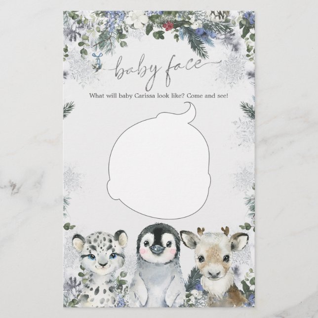 Arctic Animal Winter Onederland Baby Face Game (Vorderseite)