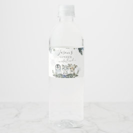Arctic Animal Winter Onederland Erster Geburtstag Wasserflaschenetikett