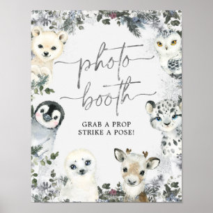 Arctic Animal Winter Onederland Foto Booth Sign Poster