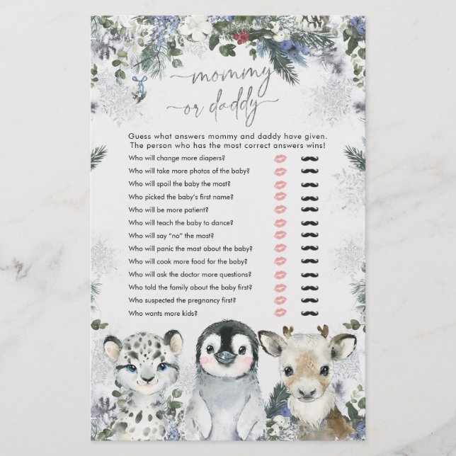 Arctic Animal Winter Onederland Mommy oder Daddy (Vorderseite)