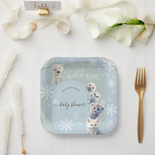 Arctic Animal Winter Snow Baby Dusche Pappteller