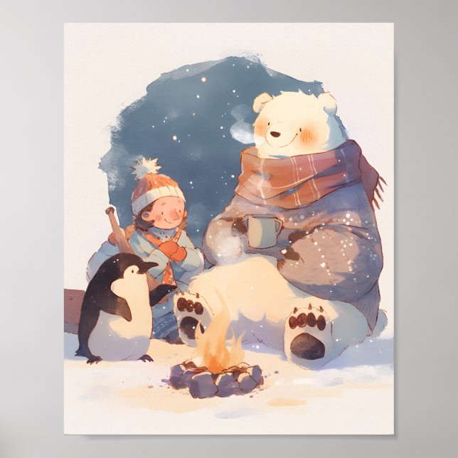 Arctic Animals Nursery Wall Art Christmas Print  Poster (Vorne)
