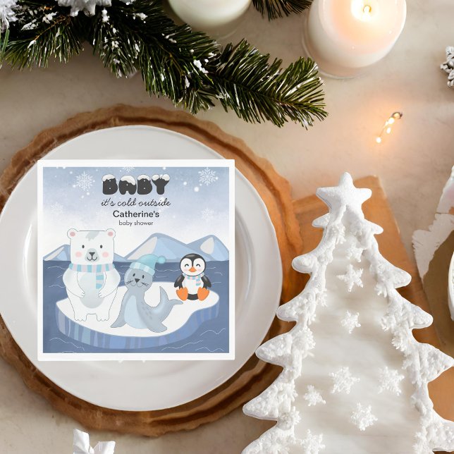 Arctic Animals Winter Wonderland Baby Shower Serviette (Von Creator hochgeladen)