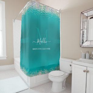 Arctic Aqua Glitterglasur aquamarin metallisches M Duschvorhang