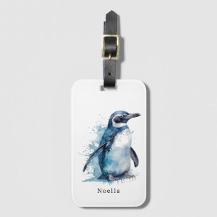 Arctic Azure Watercolor Pinguin, Brauch Gepäckanhänger