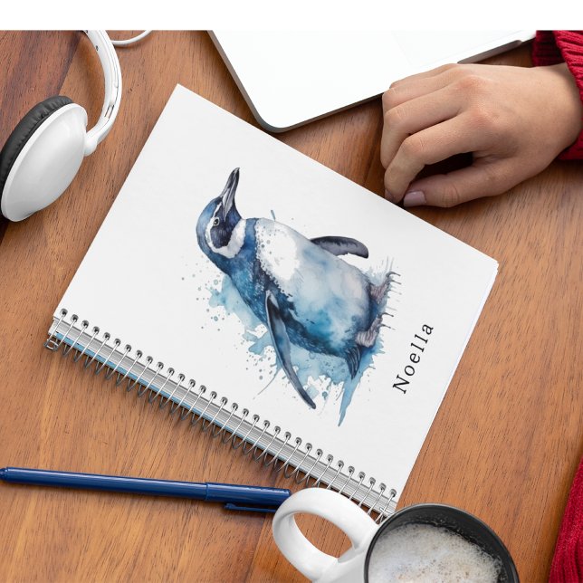 Arctic Azure Watercolor Pinguin, Brauch Notizblock (Von Creator hochgeladen)