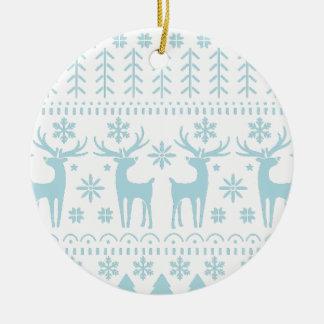 Arctic Blue Folk Art Winter Thema Keramik Ornament