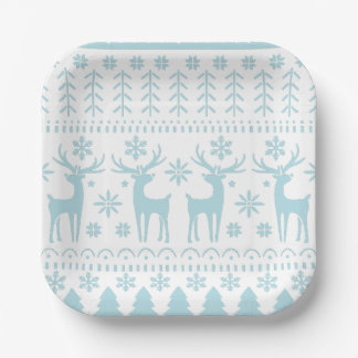 Arctic Blue Folk Art Winter Thema Pappteller