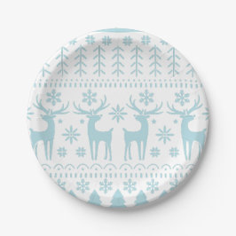 Arctic Blue Folk Art Winter Thema Pappteller