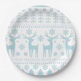 Arctic Blue Folk Art Winter Thema Pappteller