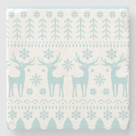 Arctic Blue Folk Art Winter Thema Steinuntersetzer