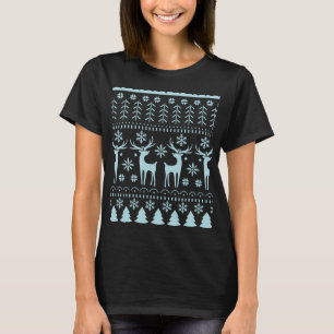 Arctic Blue Folk Art Winter Thema T-Shirt