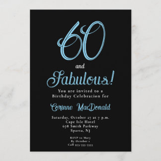 Arctic Blue Sixty and Fabulous 60th Birthday Party Einladung