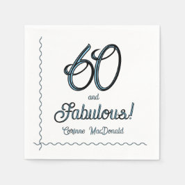 Arctic Blue Sixty and Fabulous 60th Birthday Party Serviette