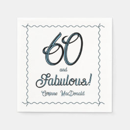 Arctic Blue Sixty and Fabulous 60th Birthday Party Serviette
