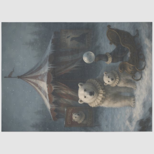 Arctic Circus Polar Bear Winter Carnival Decoupage Seidenpapier (Vorderseite)