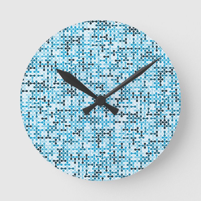 Arctic Flow – Blue Rhythm Runde Wanduhr (Vorderseite)