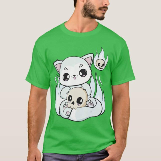 Arctic Fo Plays With Kawaii Halloweenoy For Horror T-Shirt (Vorderseite)