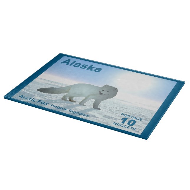Arctic Fox - Alaska Postage Schneidebrett (Ecke)