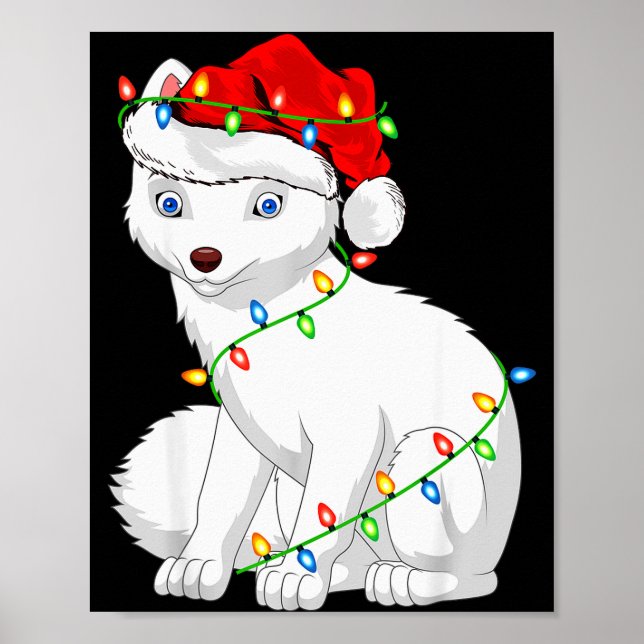 Arctic Fox Animal Lover Xmas Santa Hat Arctic Fox  Poster (Vorne)